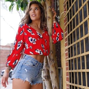 Hot red flowy top